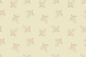 Elegant botanical seamless pattern featuring delicate red leaf sprigs on a pale yellow background. Perfect for textile design, wallpaper, packaging, and branding projects. vector