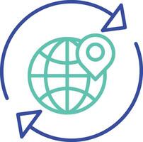 Global location outline dual color illustration icon design vector