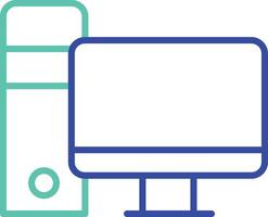 desktop outline dual color illustration icon design vector
