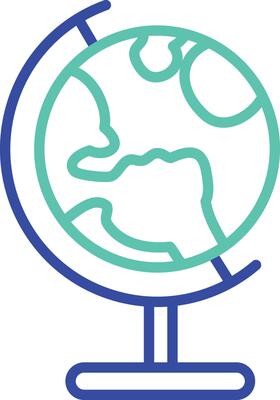 table globe outline dual color illustration icon design