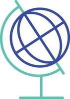 desk globe outline dual color illustration icon design vector
