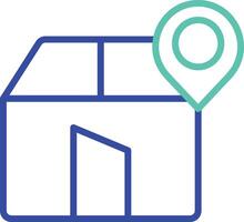 Package delivery location outline dual color illustration icon design vector