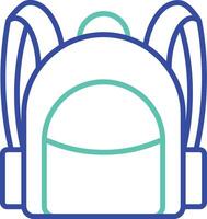 school bag outline dual color illustration icon design vector