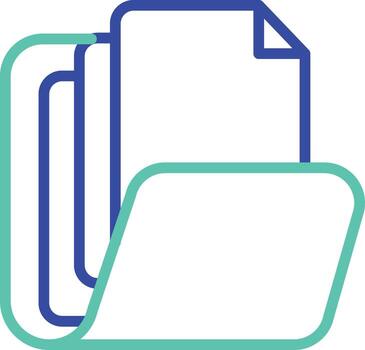 abierto carpeta archivos contorno doble color ilustración icono diseño vector