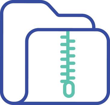 Zip folder outline dual color illustration icon design vector