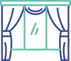 Window Curtains outline dual color illustration icon design vector