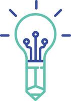 idea pencil outline dual color illustration icon design vector