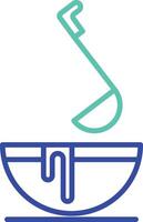 Soup Bowl outline dual color illustration icon design vector