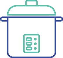 Rice Cooker outline dual color illustration icon design vector