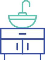 Sink and Storage outline dual color illustration icon design vector