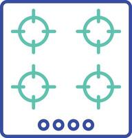 Gas Stove outline dual color illustration icon design vector