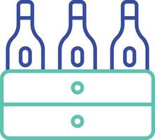 Wine Bottles box outline dual color illustration icon design vector