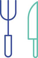 Knife and Fork outline dual color illustration icon design vector