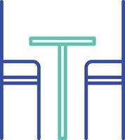 Chair and table outline dual color illustration icon design vector