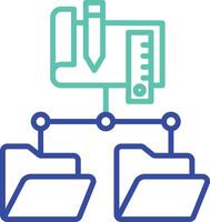 folder structure outline dual color illustration icon design vector