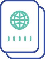 Passport outline dual color illustration icon design vector