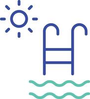 Swimming Pool outline dual color illustration icon design vector