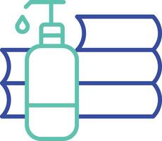 towels and soaps outline dual color illustration icon design vector
