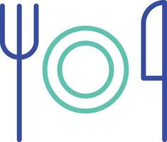 plate and fork outline dual color illustration icon design vector