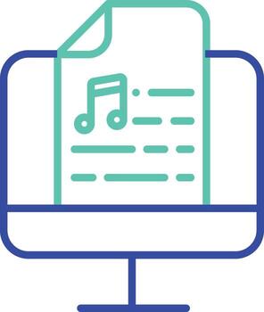 Computer Music file outline dual color illustration icon design vector