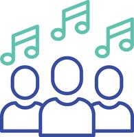 Music audience outline dual color illustration icon design vector