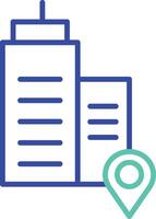 office location outline dual color illustration icon design vector