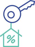 property key outline dual color icon design vector