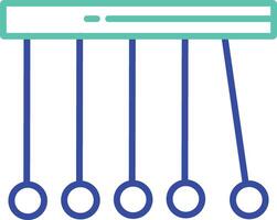 Physics cradle outline dual color illustration icon design vector