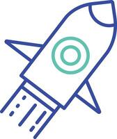 Rocket Launch outline dual color illustration icon design vector