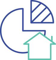 Home analysis outline dual color illustration icon design vector