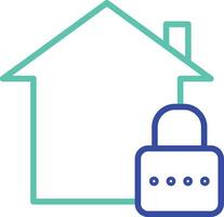 home security lock outline dual color illustration icon design vector