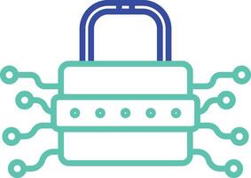 Protection password lock outline dual color illustration icon design vector