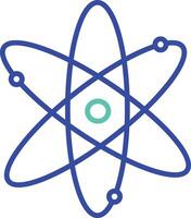 Atom outline dual color illustration icon design vector