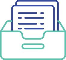 Inbox file outline dual color illustration icon design vector