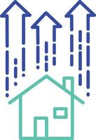 Home valuation up outline dual color illustration icon design vector