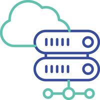 Cloud Database outline dual color illustration icon design vector