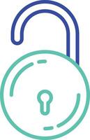 unlock outline dual color illustration icon design vector