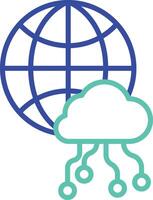 Global Database outline dual color illustration icon design vector