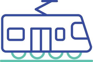 Tram outline dual color illustration icon design vector