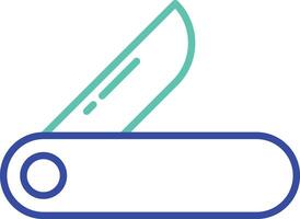 folding knife outline dual color illustration icon design vector