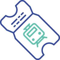 train ticket outline dual color illustration icon design vector