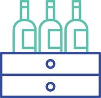 wine bottle box outline dual color illustration icon design vector
