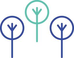 tree outline dual color illustration icon design vector