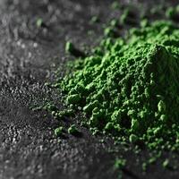 Moringa powder showcasing vibrant green color and texture photo
