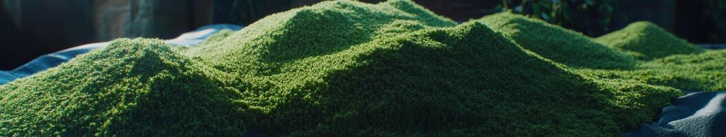 Moringa powder displayed on fabric under natural light photo