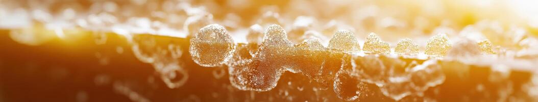 Bubbles rising in a glass of gouda-based beverage with golden hue photo