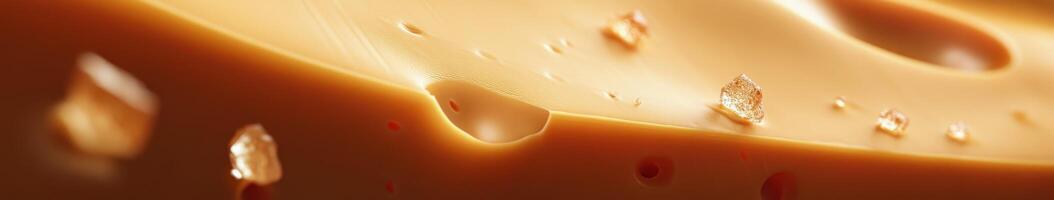 Creamy gouda cheese with flavorful crystals captured close up photo