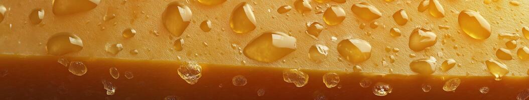 Gouda cheese with droplets highlighting its rich texture photo