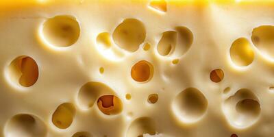 A close up of a piece of cheese with holes photo