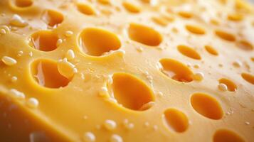A piece of cheese with water droplets on it photo